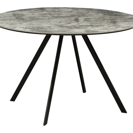Étkezőasztal ATELIER 120 cm kerek szürke kőhatású fekete fémlábakkal