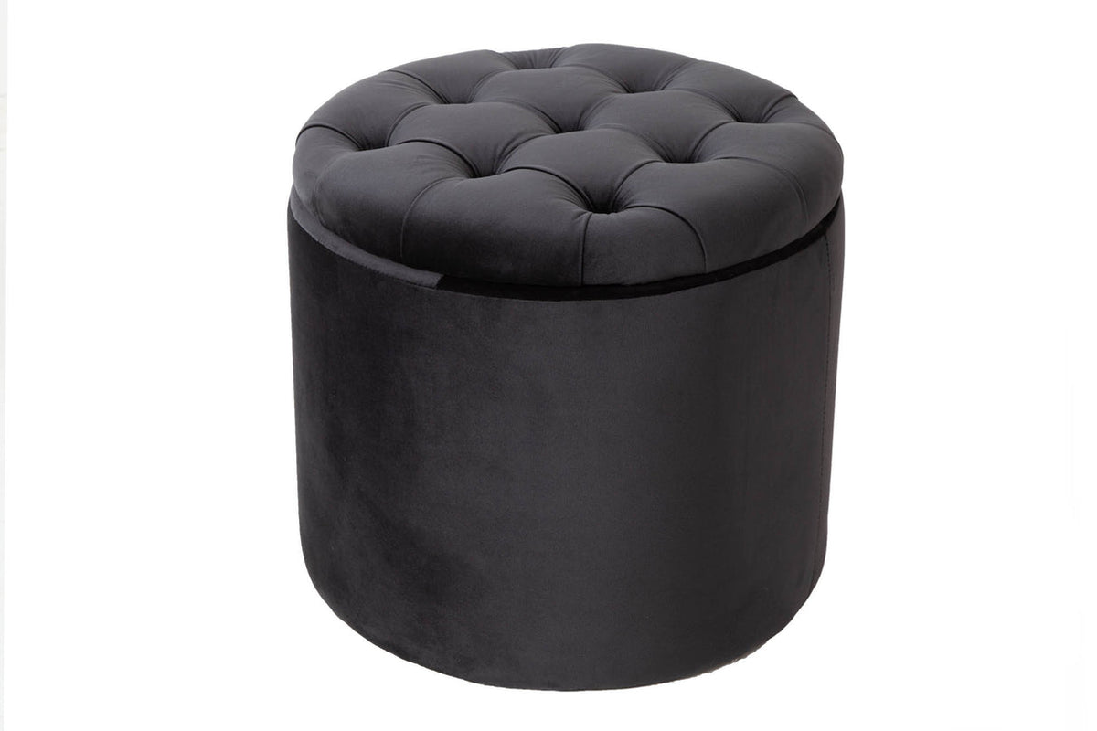 Lábtartó MODERN BAROCK STORAGE 50 cm bársony fekete