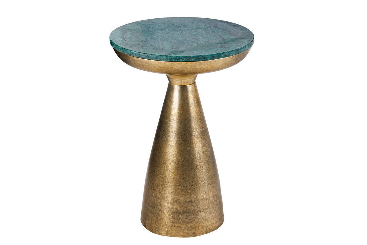 Side Table ELEMENTS 40cm gold with removable marble top green