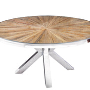 BARRACUDA dining table 120cm round teak wood with glass top