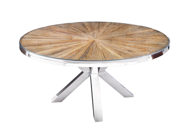 BARRACUDA dining table 120cm round teak wood with glass top