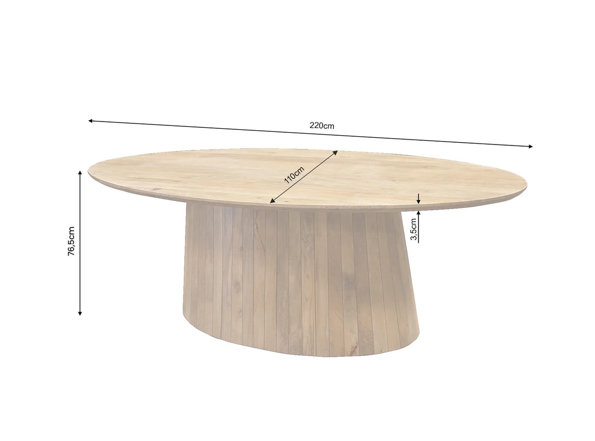 Étkezőasztal ART DECO 220 cm ovális asztallap mangófa