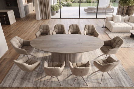 Étkezőasztal ART DECO 220 cm ovális asztallap füstszürke mangófa
