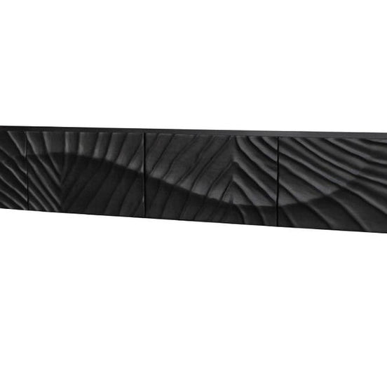 TV-szekrény SCORPION 200 cm 3D függesztett fekete mangófa