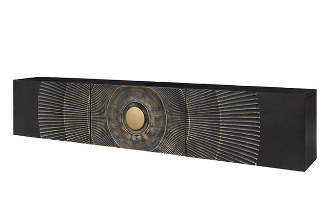 GOLDEN SUNSET 160 cm wall-mounted mango wood TV unit black