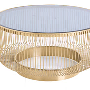 Coffee table VARIATION 80cm gold with black glass