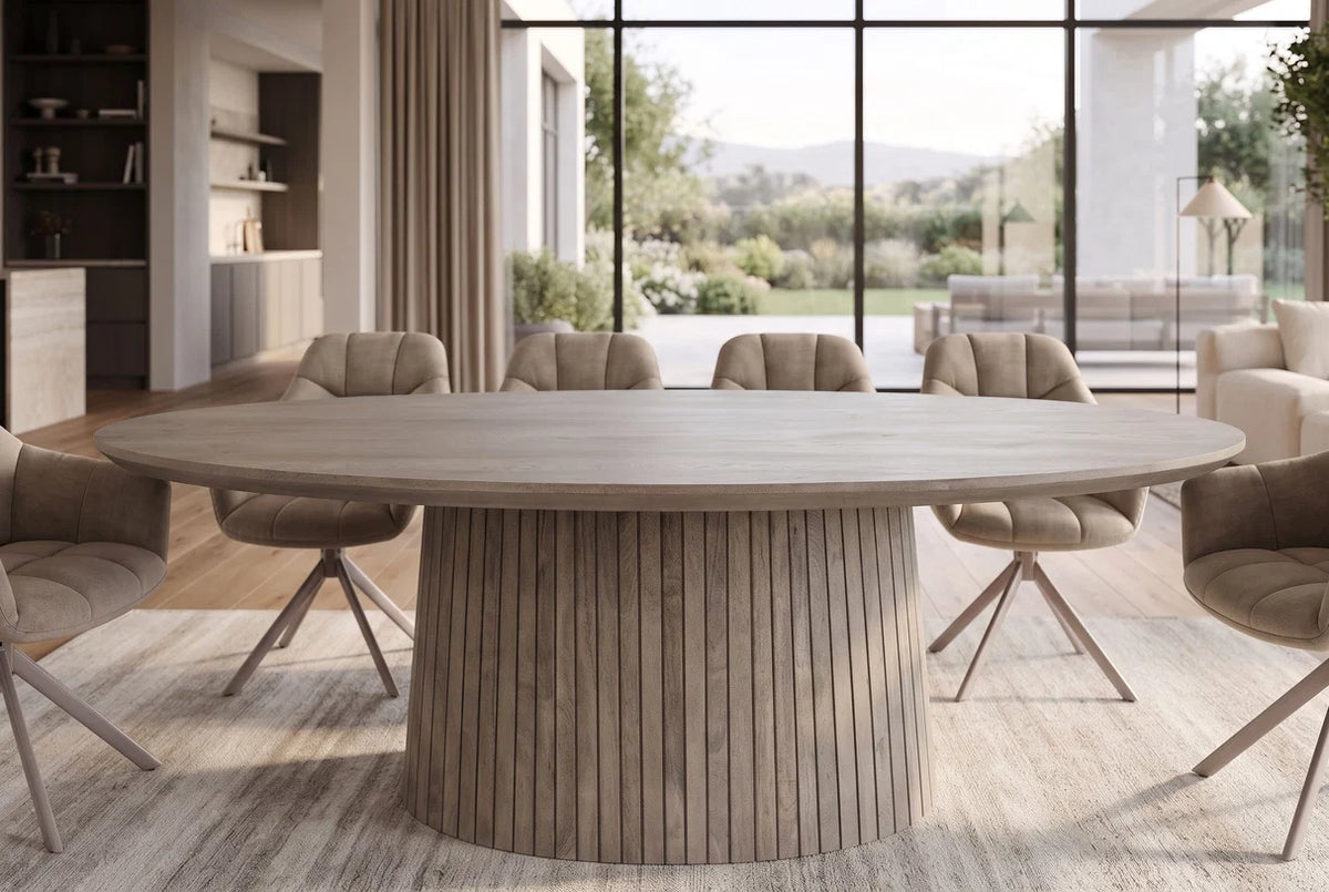 Étkezőasztal ART DECO 220 cm ovális asztallap füstszürke mangófa