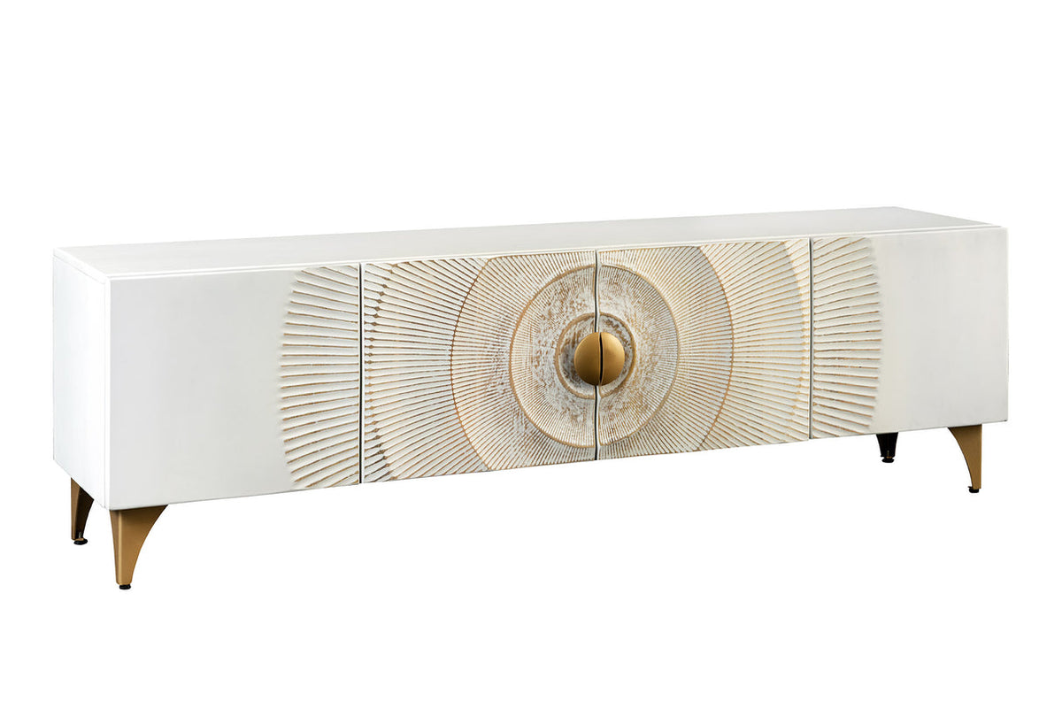 TV-szekrény GOLDEN SUNSET 180 cm 3D mangófa fehér