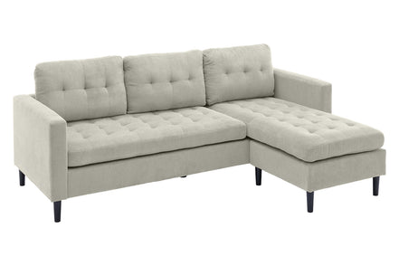 STOCKHOLM corner sofa 220 cm 3-seater spring core corduroy grey-beige