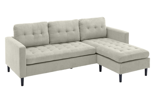 STOCKHOLM corner sofa 220 cm 3-seater spring core corduroy grey-beige