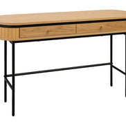 ATELIER console table 120cm, natural oak wood finish with black metal frame