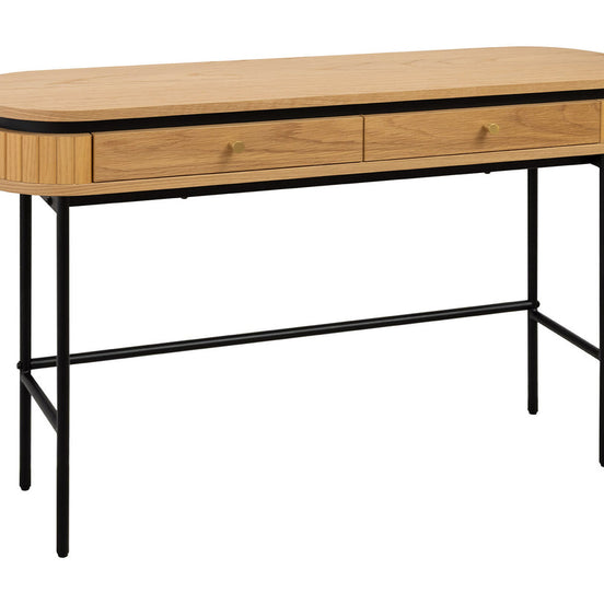 ATELIER console table 120cm, natural oak wood finish with black metal frame