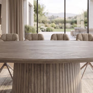 Étkezőasztal ART DECO 220 cm ovális asztallap füstszürke mangófa
