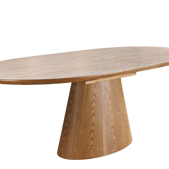 Dining table UNIQUE 160-200cm extendable oak wood look ceramic top travertine