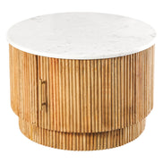 TRES CHIC coffee table Ø 60 cm round mango wood with natural white marble top