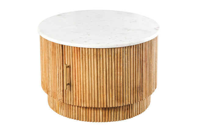 TRES CHIC coffee table Ø 60 cm round mango wood with natural white marble top