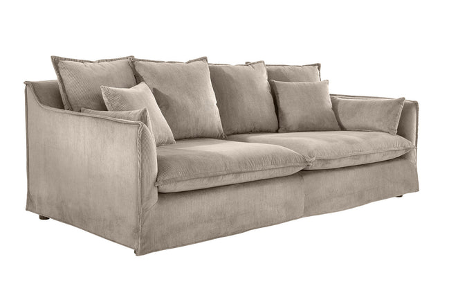 HEAVEN sofa 200 cm 3-seater spring core removable cover corduroy greyish-beige