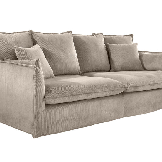 HEAVEN sofa 200 cm 3-seater spring core removable cover corduroy greyish-beige