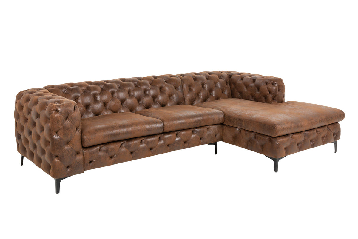 MODERN BAROCK corner sofa 275 cm microfiber antique brown