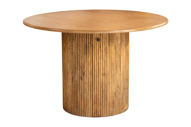 TRES CHIC Dining Table Ø 120 cm round natural mango wood with storage