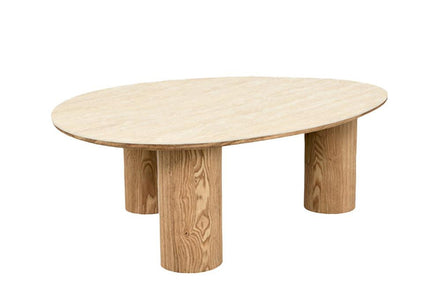 ORGANIKO coffee table 110cm natural ceramic look w/ oak wood look frame