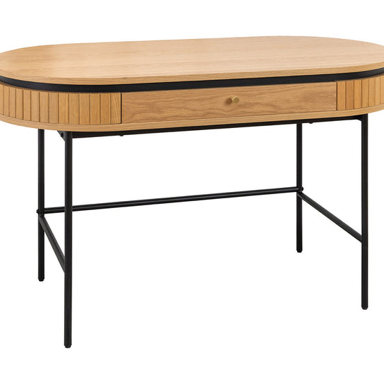 Íróasztal ATELIER 120 cm természetes tölgyfa hatású fekete fémvázzal