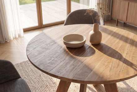 ART WOOD dining table 100cm round mango wood brown