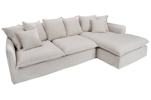 Sarokkanapé HEAVEN 255 cm rugós mag levehető huzat texturált szövet linen natúr