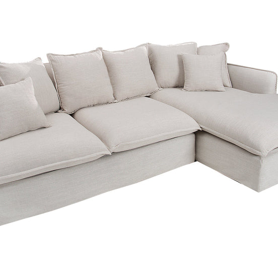 Sarokkanapé HEAVEN 255 cm rugós mag levehető huzat texturált szövet linen natúr