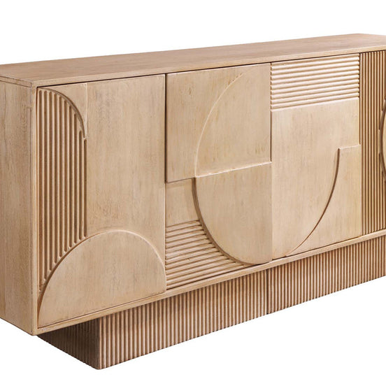 Tálalószekrény ART DECO 170 cm 3D mangófa természetes fehér