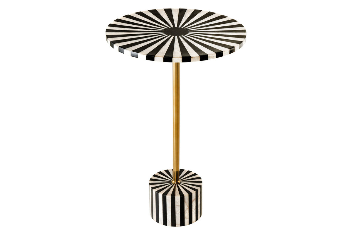 Side Table HARMONY NATURE 55cm bone inlay black white
