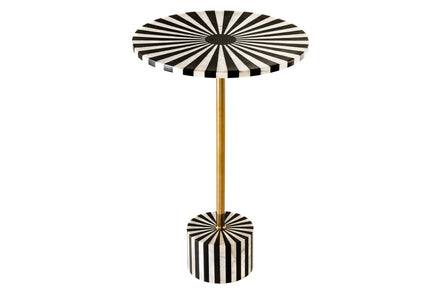 Side Table HARMONY NATURE 55cm bone inlay black white