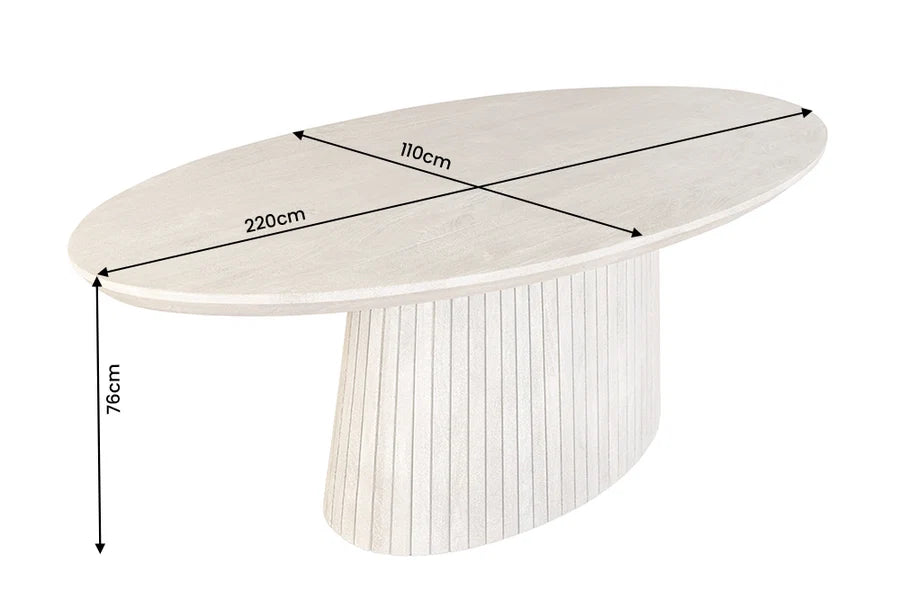 Étkezőasztal ART DECO 220 cm ovális asztallap füstszürke mangófa