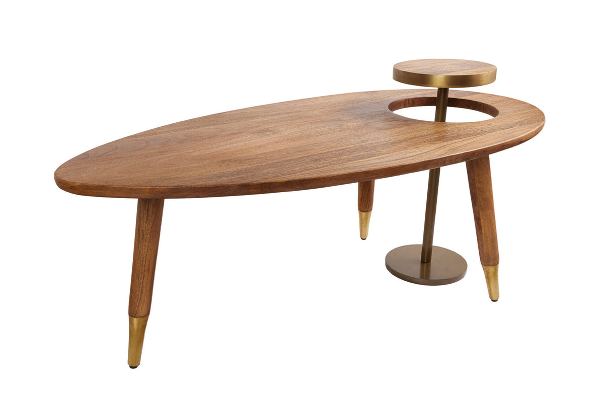 GATSBY coffee table 110cm retro style mango brown golden