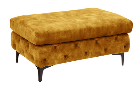 Lábtartó MODERN BAROCK 90 cm bársony mustársárga chesterfield stílusban