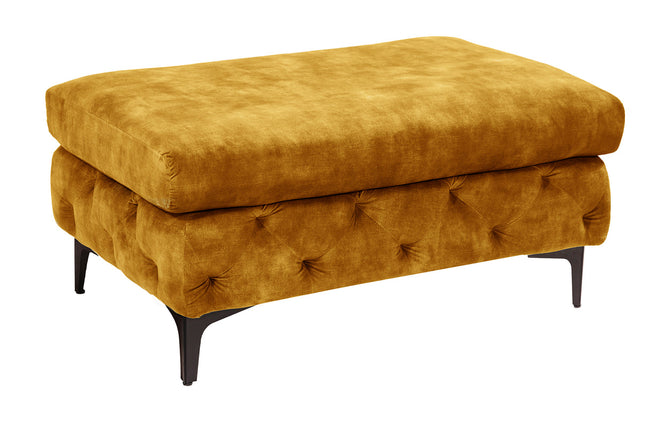 Lábtartó MODERN BAROCK 90 cm bársony mustársárga chesterfield stílusban