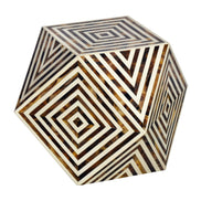 BONE INLAY side table 40 cm made of buffalo bone white-brown in zebra pattern