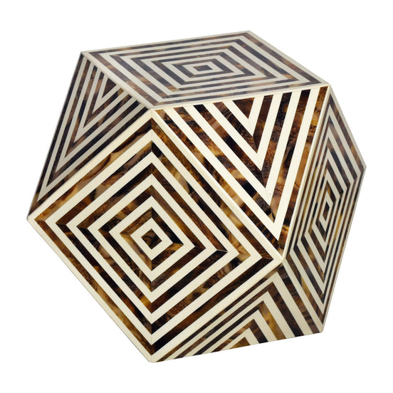 Lerakóasztal BONE INLAY 40 cm bivalycsontból fehér-barna zebramintás