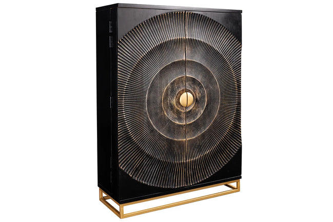 Bárszekrény GOLDEN SUNSET 140 cm mangófa fekete