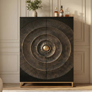Bárszekrény GOLDEN SUNSET 140 cm mangófa fekete
