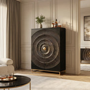 Bárszekrény GOLDEN SUNSET 140 cm mangófa fekete