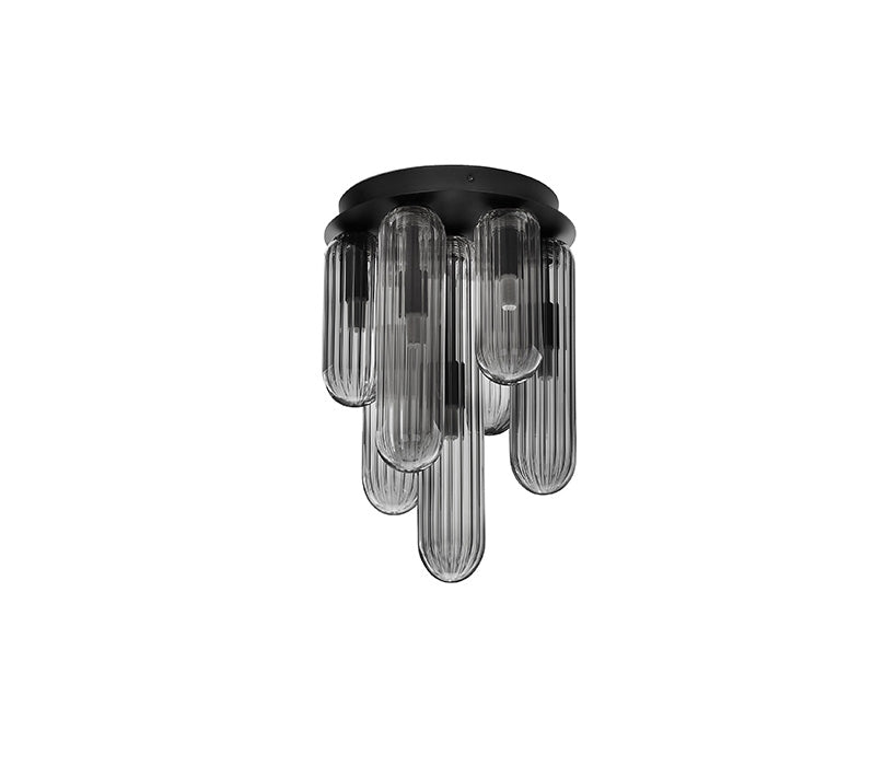 Gustave general ceiling lamp with glass shades, in smoked finish