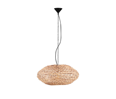 Bola single-pendant light with a dried water hyacinth shade, in brown