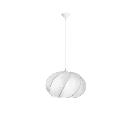 Bora single-arm silk pendant lamp, in white