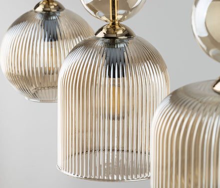 Sophia multi-arm pendant light made of amber glass in a modern style
