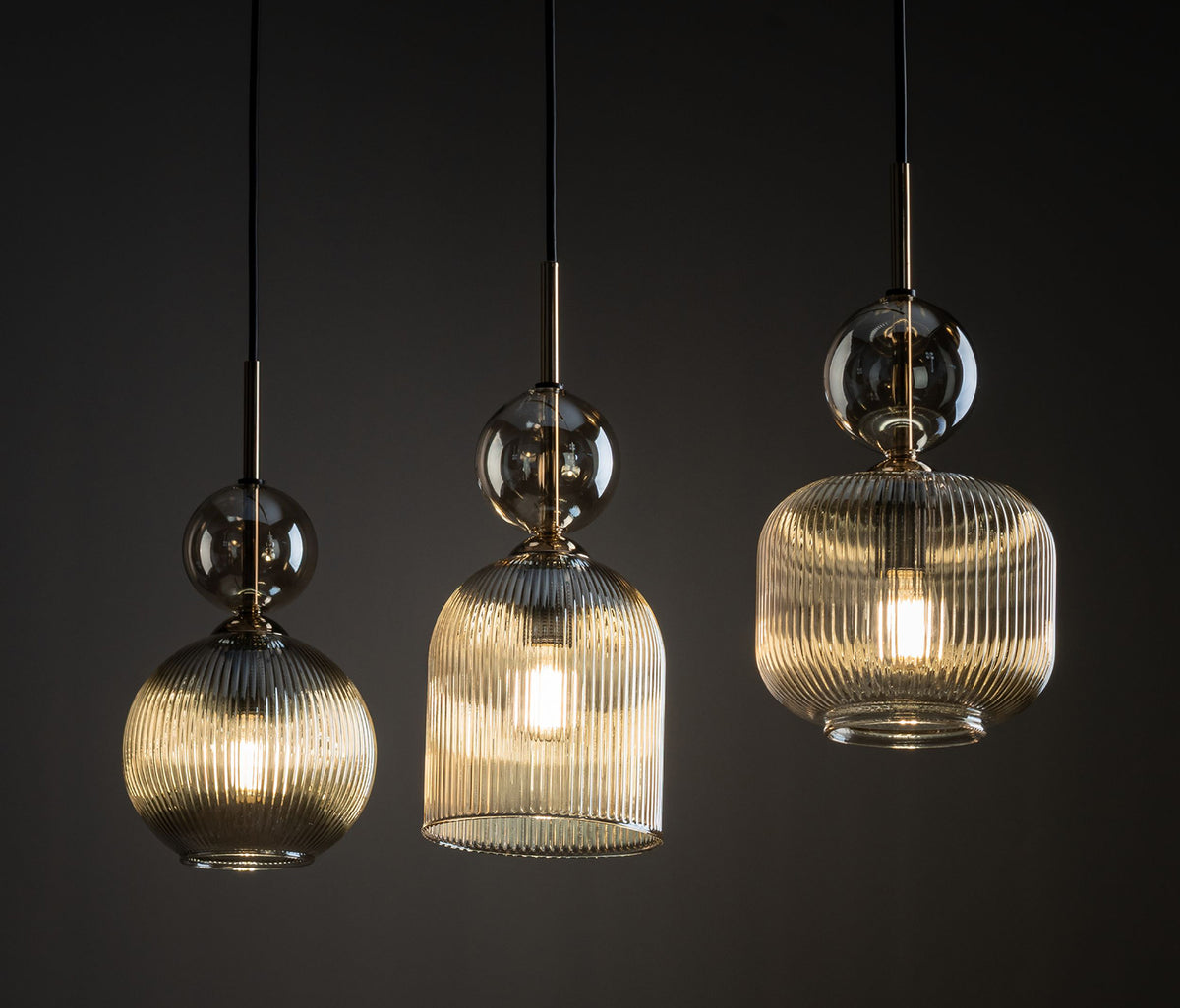 Sophia multi-arm pendant light made of amber glass in a modern style
