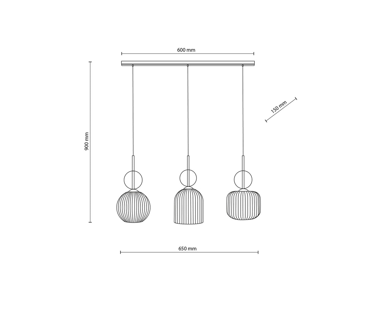 Sophia multi-arm pendant light made of amber glass in a modern style