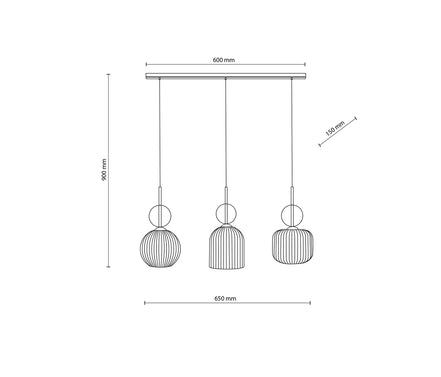 Sophia multi-arm pendant light made of amber glass in a modern style