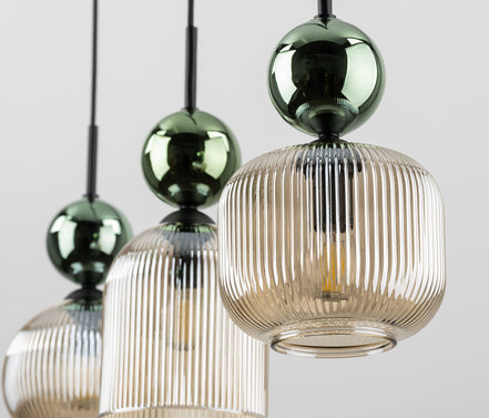 Sophia multi-arm pendant light made of green glass in a modern style