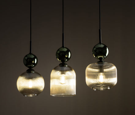 Sophia multi-arm pendant light made of green glass in a modern style